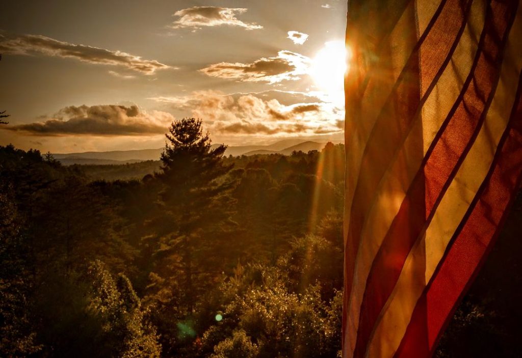 American Flag Sunset