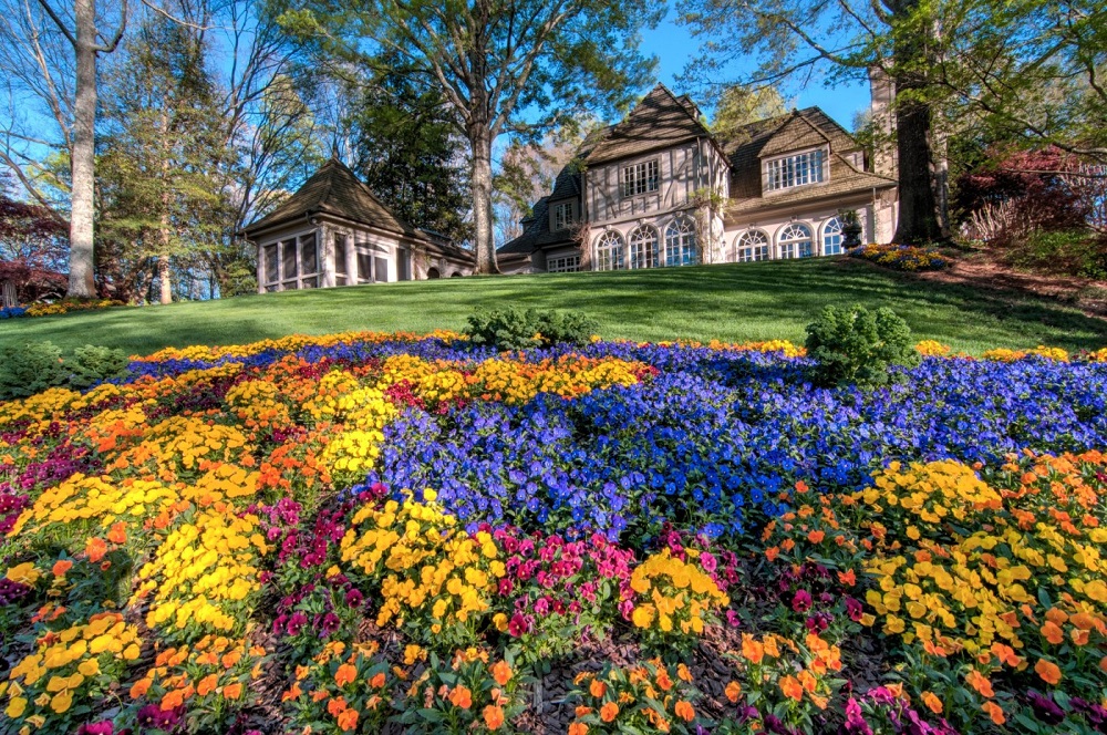 Gibbs Manor House with Pansies