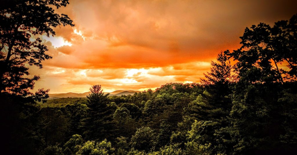 Lodge view at sunset